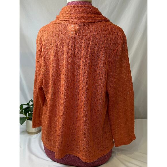 Orange Ruby Red Favorites Crochet Cardigan Wrap Size XL - Picture 2 of 4